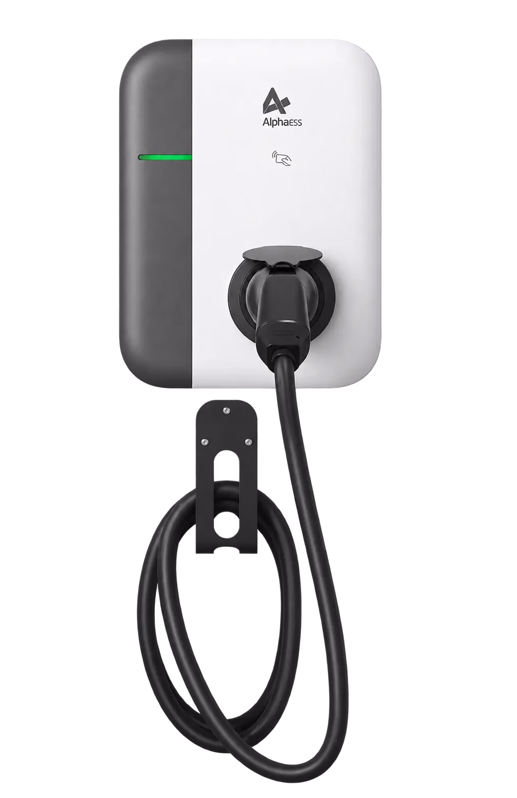AlphaESS SMILE-G3 EV smart charger beside an electric vehicle